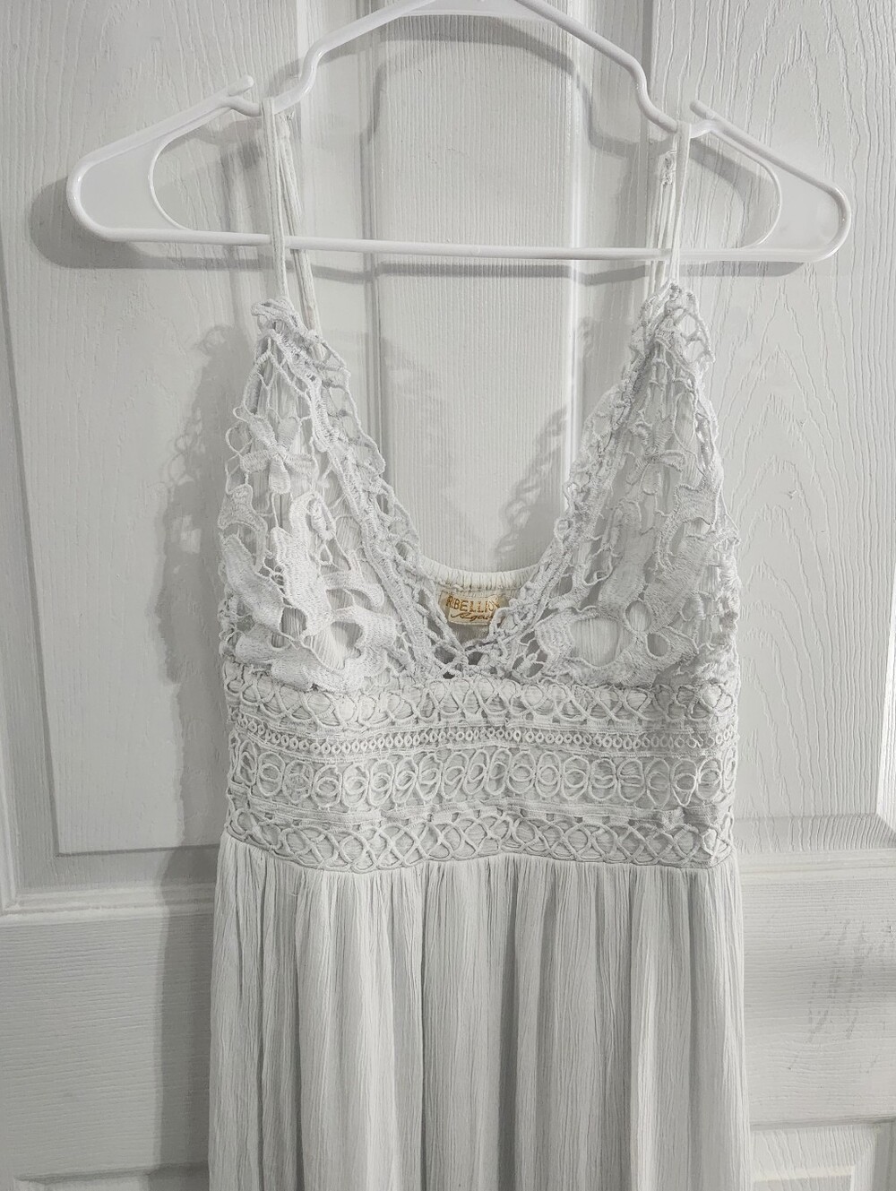White crochet top LG midi dress ethereal goddess fairy edwardian boho feminine - Picture 5 of 12